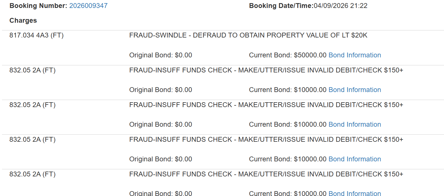 The Palm Beach County Sheriff’s Office received multiple complaints from property owners who were defrauded by Turia Grantlin.
During the investigation, and after reviewing evidence, detectives determined that Grantlin rented multiple single-family homes in Wellington between 2005 and 2026. She utilized falsified financial documents, credit reports, and tenant background reports to secure leases.